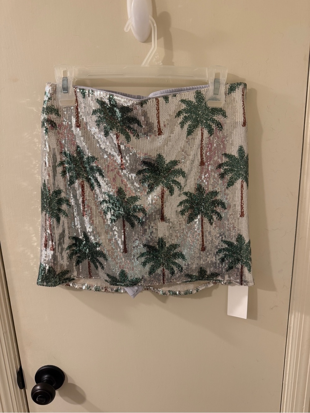 Show Me Your MuMu Palm Sequin Mini Skirt - Green/White